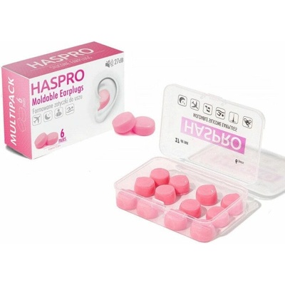 Haspro MOLD 6P Ružové tvarované špunty do uší 6 párov