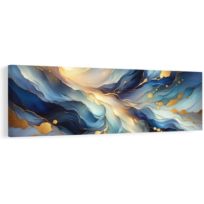 Obraz modré a zlaté proudění - 120x40