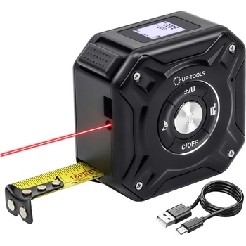 UF Tools UF-TOOLS Разтегателна ролетка с метър за измерване на разстоянието 40 м, черна (KS-206008 black)