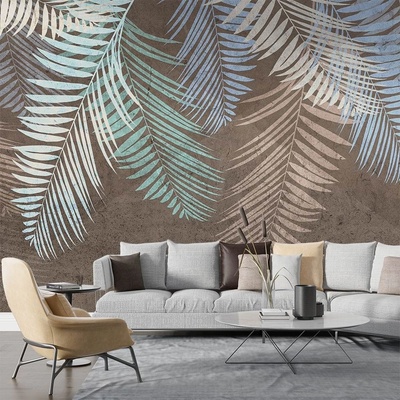 Art Gift Decor Фототапет с палмови листа в пастелни цветове върху текстуриран фон