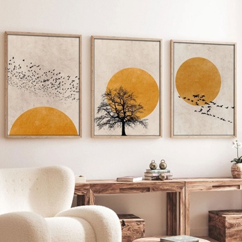 Asir Комплект от 3 картини във фоторамки 50x70 см, бежово/оранжево (AS1984)