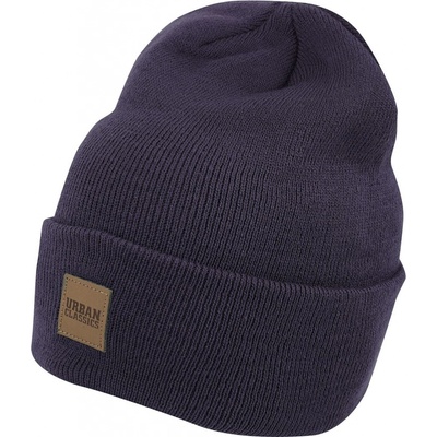 Urban Classics Leatherpatch Long Beanie švestková
