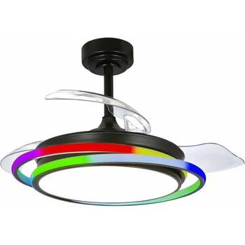 Cristalrecord Вентилатор за таван CristalRecord ANTILA MINI RGB BK RETRAC Черен