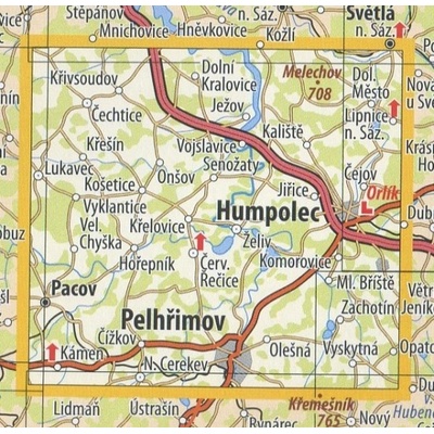 KČT 44 Želivka a Pelhřimovsko sever - nástěnná turistická mapa 60 x 90 cm Varianta: mapa v dřevěném rámu, Provedení: Ticiago černý