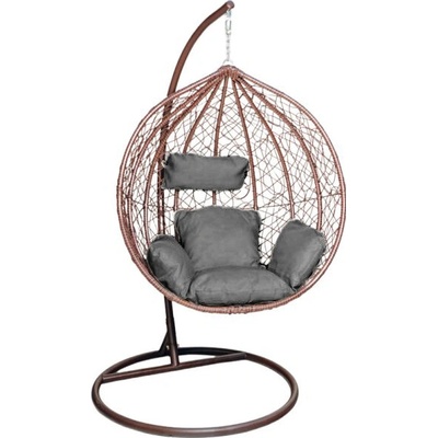 Textilomanie závěsné křeslo KOKON se stojanem hnědé – Zboží Dáma