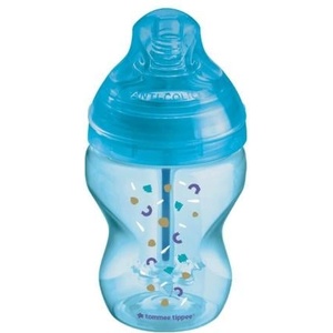 Tommee Tippee Бебешко шише, анти-колик, 0м+, 260 мл, синьо, 1бр (tti053014)