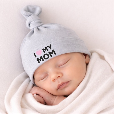 Čepička I LOVE MY MOM RŮŽOVÁ Šedá
