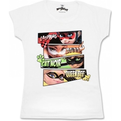 Setino - Dievčenské tričko s krátkym rukávom Čarovná lienka (Ladybug) - biele