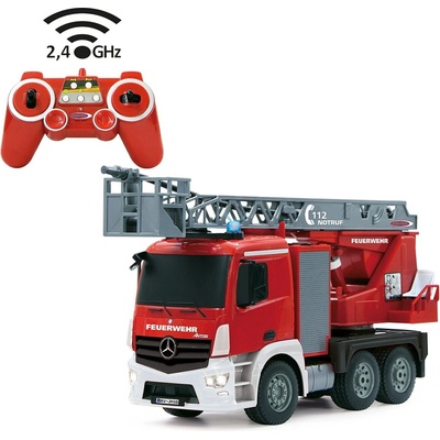 Jamara RC Hasičský Vůz Mercedes Antos 4+6 Kanál RTR Zvuk Se Světly 4x4 2,4 GHz Ovladač červená 1:20