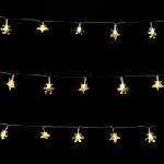 Aigostar - LED външен коледен гирлянд, 50 LED, 8 режима, 3 x AA, 5 m, IP44, топла бяла светлина, звезди (AI2152)