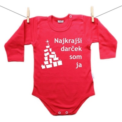Boodyy Červené body s dlhým rukávom Najkrajší darček som ja
