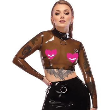 LateX Latex Crop Top with Long Sleeves 2901374 Smoky Transparent M