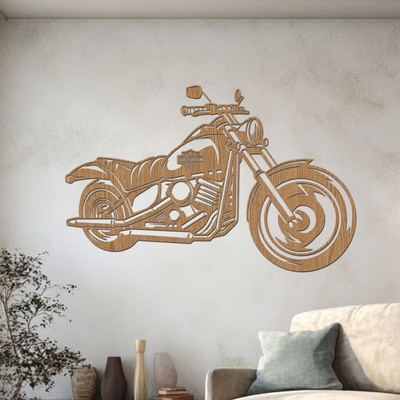 dřevo života Dřevěný obraz motorky Chopper Zvolte rozměr šxv (cm): 95x61, Zvolte barvu dekoru: Horský dub