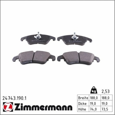 Sada brzdových platničiek kotúčovej brzdy ZIMMERMANN 24743.190.1