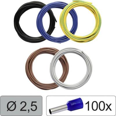 Quadrios 25CW119 jeden drôt, LiFY, 2.5 mm², čierna, modrá, žltozelená, hnedá, sivá, 1 sada