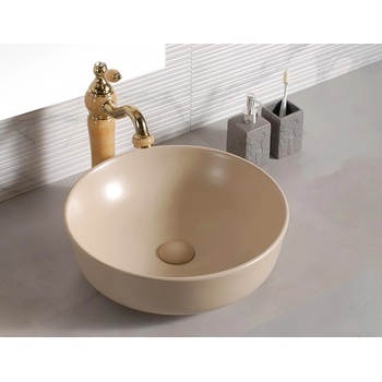 Inter Ceramic ПОРЦЕЛАНОВ УМИВАЛНИК ДАЛИЯ I875BEIGE ВЪРХУ ПЛОТ 41.5x13.5см БЕЖ МАТ (875BEIGE)