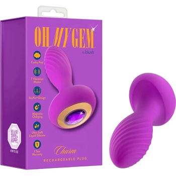 Blush Novelties О, Моето Бижу - вибриращ анален плъг с кристал (лилав)