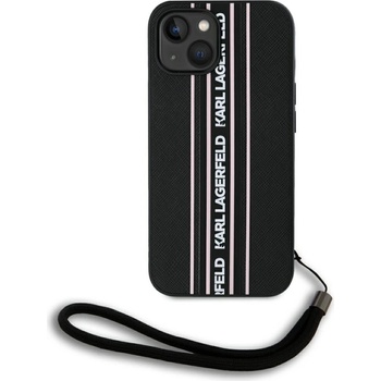 KARL LAGERFELD Калъф Karl Lagerfeld Saffiano Athleisure Stripes Cord iPhone 15 - розов (3666339254742)