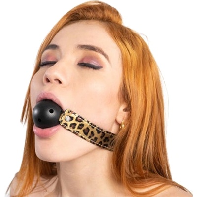 Mokko Топка за уста с отвори "leopard ball gag" 4.5 см