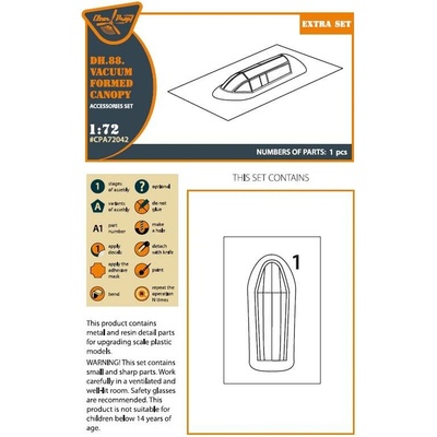 Clear Prop de Havilland DH.88 Comet vacuum formed canopy for CP kits 1:72