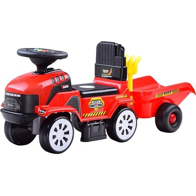 Megacar Traktor s vlečkou ZA3746 + lopatka a hrabličky červené