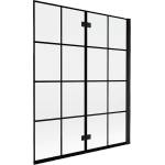 Mexen Mist параван за вана с две крила, десен 140 x 150 см, черна решетка, черен - 8A9-140-002-70-77-P (8A9-140-002-70-77-P)