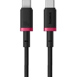 Baseus Здрав кабел с въжена оплетка за бързо зареждане за устройства с USB-C порт - Baseus Dura Series USB-C to USB-C Fast Charging Cable 100W (P10377803U01-01) (100 см) (черен-червен) (P10377803U01-01)
