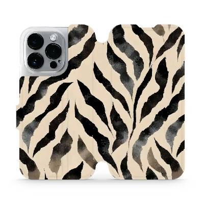 Flipové pouzdro Mobiwear - Apple iPhone 14 Pro - VA53S Zebří (Knížkové flip pouzdro, obal, kryt na mobil Apple iPhone 14 Pro - VA53S Zebří, materiál Umělá kůže + TPU - ochrana 360°, stojánek, silikono