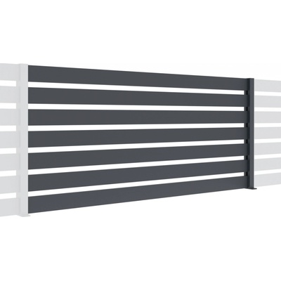 Hliníkový plot s výplní - lamely 20x100mm - rozměry(v*š): 0,9mx2m - modul přídavný