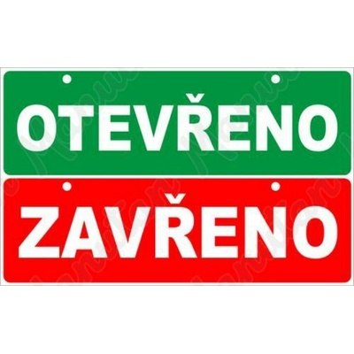 Otevřeno - Zavřeno, plast 297 x 105 x 0,5 mm, oboustranná