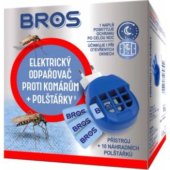 Bros elektrický odpařovač + pevná náplň 10ks proti komárům 10 nocí