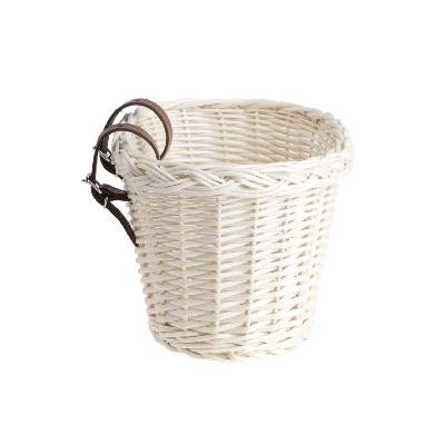 Proutěný košík na dětské kolo bílý