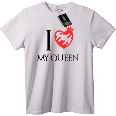 NOONEBRAND Тениска Обичам Моята Кралица - M, White