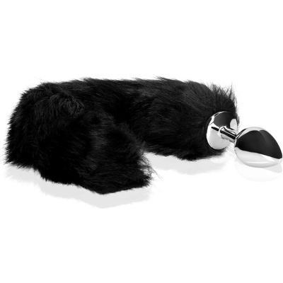 Ouch! Лисича опашка с метален анален накрайник - Черен