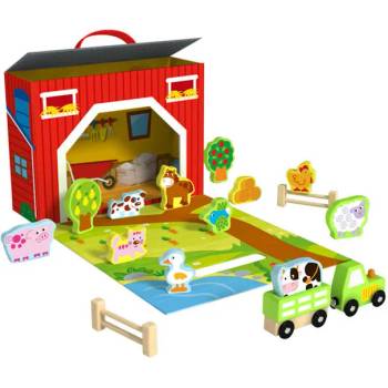Image 1 of Tooky Toy Дървена Преносима ферма ty201