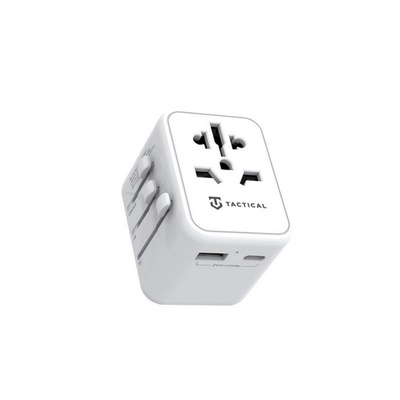 Tactical Адаптер за ел. мрежа с преходници за цял свят с USB-A и USB-C изходи (бял) - Tactical PTP Universal Travel Adapter 12W (637AV)