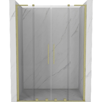 Mexen Velar L Duo плъзгащи се душ врати 140 см, прозрачни, златисто четкани - 871-140-003-02-55 (871-140-003-02-55)
