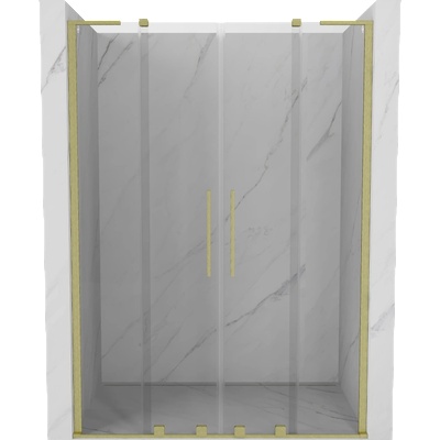 Mexen Velar L Duo плъзгащи се душ врати 140 см, прозрачни, златисто четкани - 871-140-003-02-55 (871-140-003-02-55)