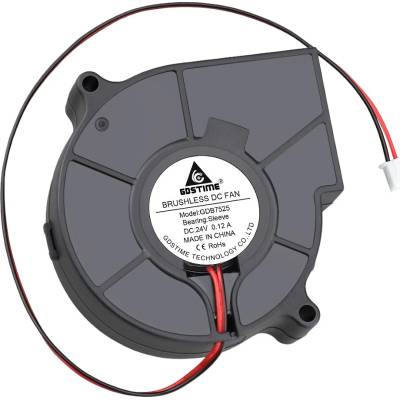 Dúchadlový ventilátor 75x75x25mm, 24V DC, XH2.54 - 2Pin