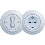Reblig - Ретро еднополюсен ключ № 1 и SCHUKO контакт 230V с рамка в синьо (RG0026E)