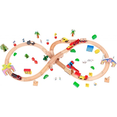 EcoToys Drevená Vláčiková dráha 78 dielov