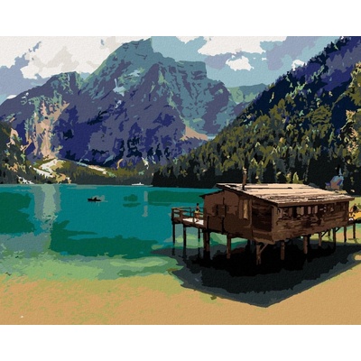 zuty Malování Podle Čísel Jezerní Krajina V Lago Di Braies 80 x 100 Cm Plátno Rám 8596530088714