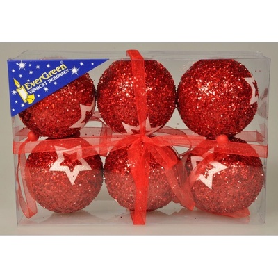 Vianočné gule Stars červená 6 ks