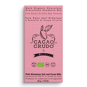 Cacao Crudo Raw Черен шоколад с хималайска сол и какаови зърна, 50 гр