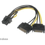 Akasa ADA Akasa 2xSATA мъжки - 6+2-пинов PCIe женски адаптер - 15 см - AK-CBPW19-15 (AK-CBPW19-15)