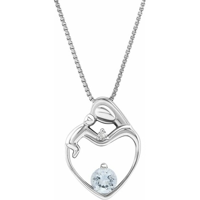 Eppi Akvamarínový přívěsek matka a dítě s diamantem Ella P33760