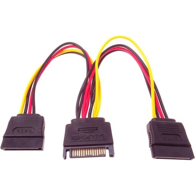 PremiumCord SATA - 2x SATA Kabel, rozdvojka, napájení, SATA, 15-pin (M) na 2x 15-pin (F), 20cm kfsa-21 – Zboží Živě