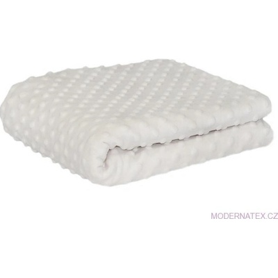 Látka minky puntík, 380 g/m², šíře 160 cm, metráž, bílá