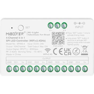 Mi-Light, 4-zónový SPI LED kontroler, 5v1 WiFi + 2.4GHz RF, SPIW5-4, Mi-Light