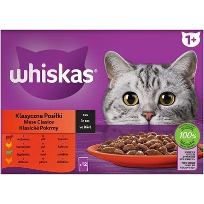 Whiskas Adult Classic Meals v omáčce s hovězím kuřecím jehněčím a drůbežím masem 12 x 85 g
